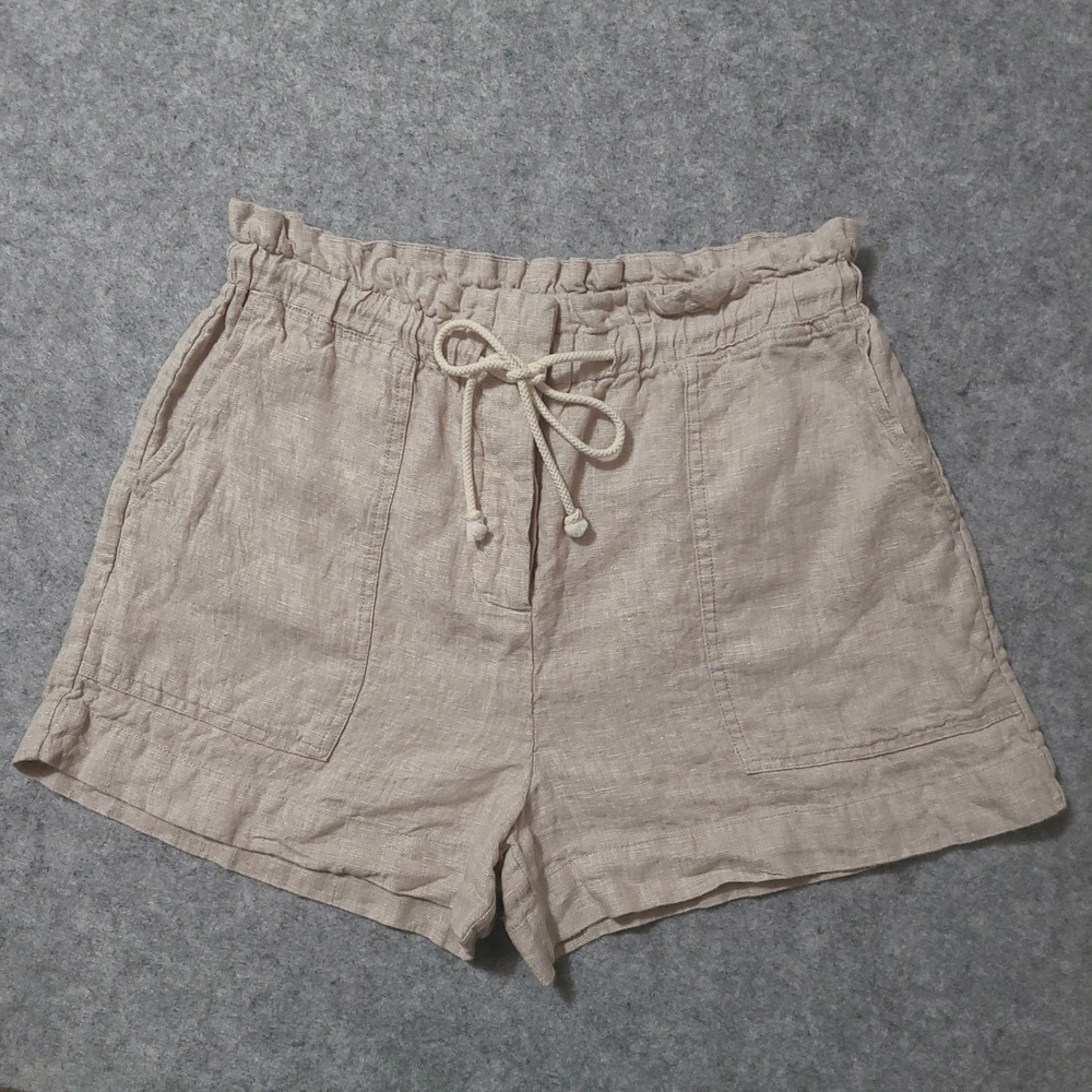 Rails Foster Short Womens Size M Beige Linen Paperbag Waist Drawstring Casual